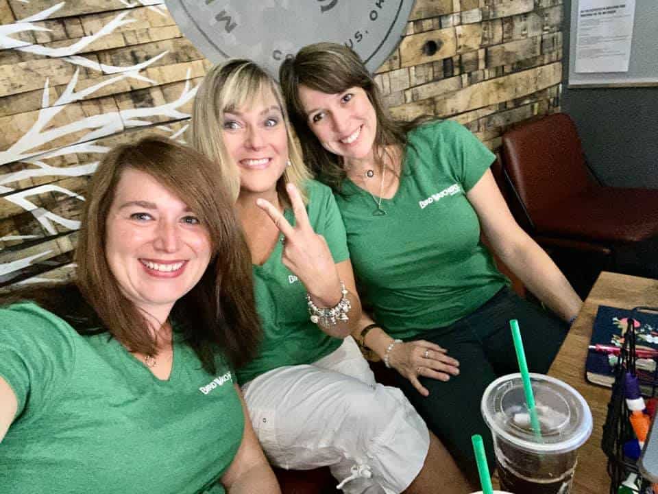 From left to right: BWD Assistant Editor Jessica Melfi, BWD President and Publisher Wendy Clark, and BWD Advertising Director Kelly Ball at the Southeast Arizona Bird Festival in August 2019. Photo by J. Melfi.